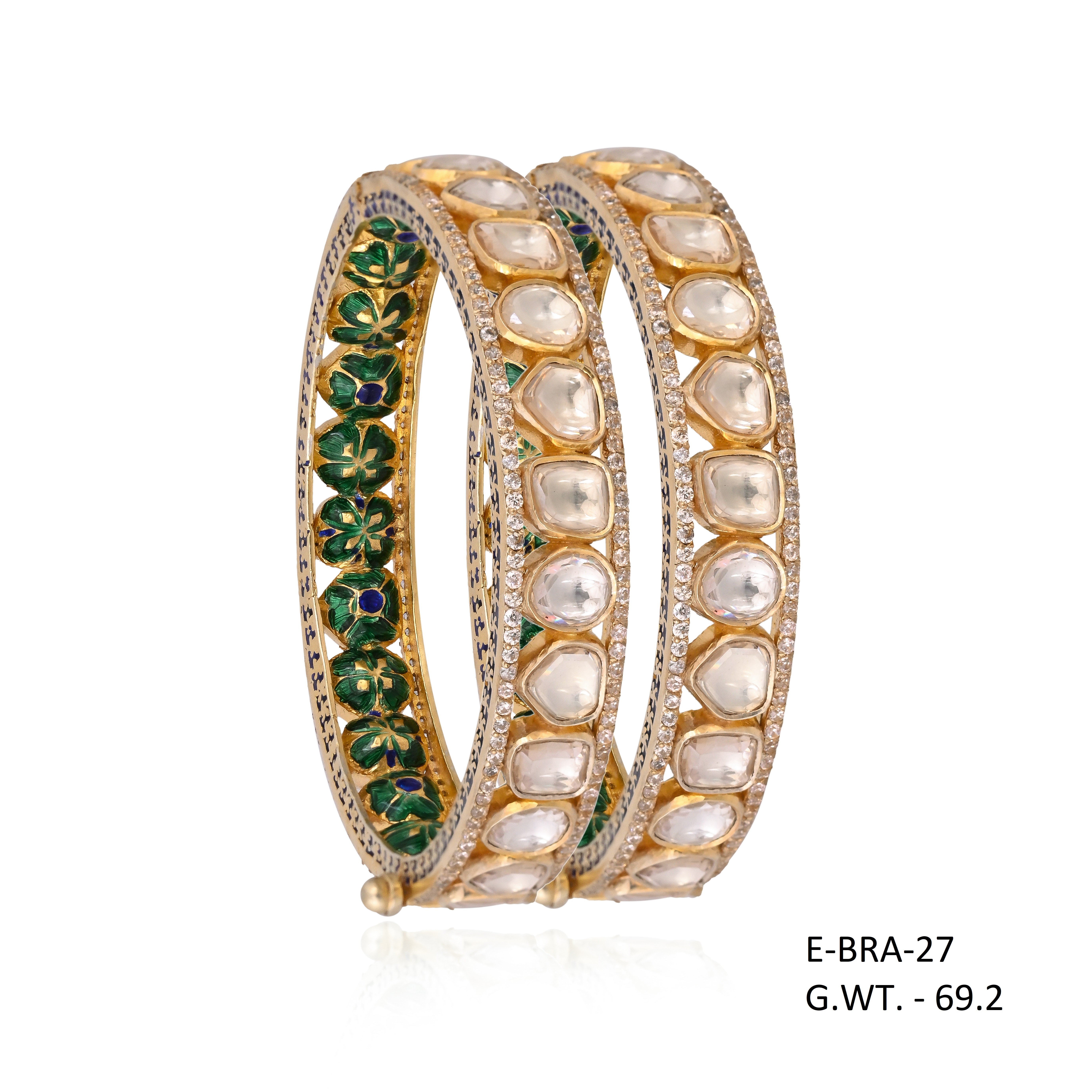 Harita Kundan Bangle Pair in Jadau with Meenakari